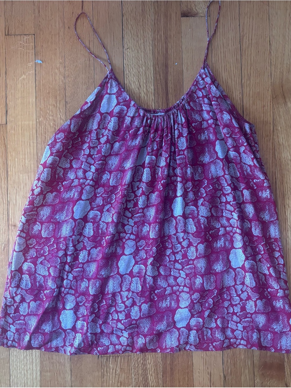 Tucker - Sleeveless Muted Red/Gray Silk Cami Top